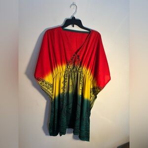 Vibrant Red, Yellow, and Green Kaftan